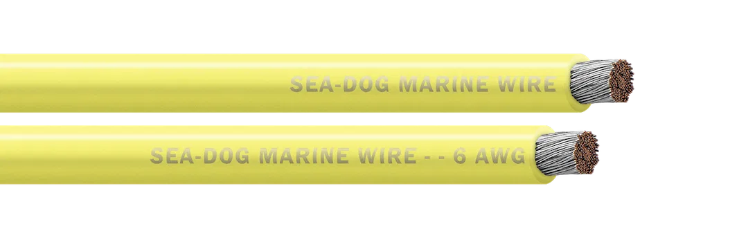 8006032 – SEA DOG Primary Wire, Stranded Conductor 6 Gauge Yellow 100 Foot Spool Tinned Copper Conductor UL/ ABYC Cer...